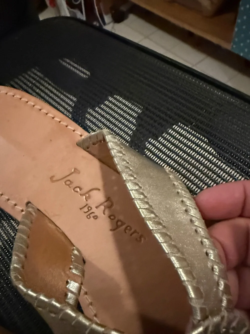 Metallic Gold Leather Thong Sandals